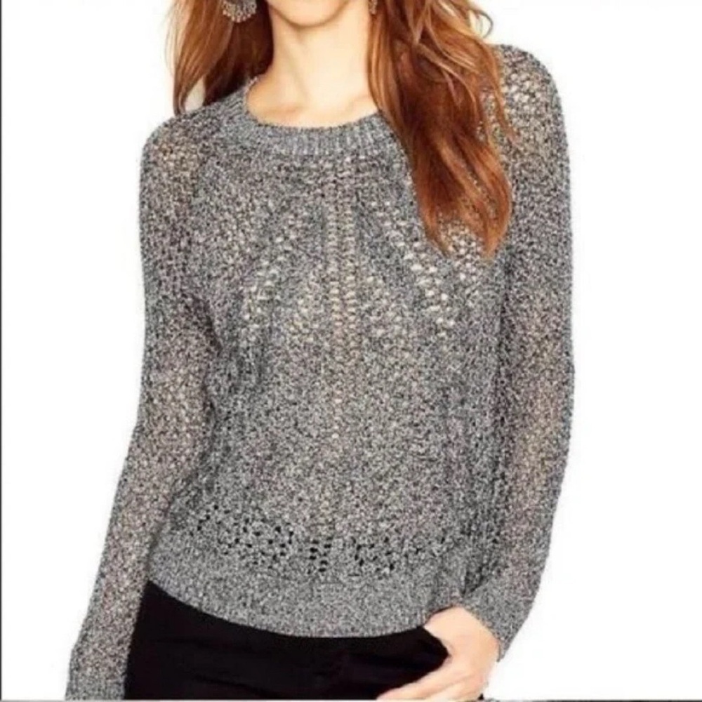 ❄️ Lucky Brand | Metallic Knit Sweater Black/Silver Size Medium